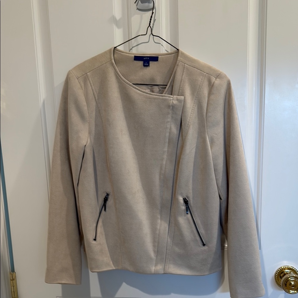 Cream Women's Moto Faux Suede Jacket